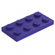 LEGO lapos elem 2x4, sötétlila (3020)